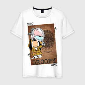 Мужская футболка хлопок с принтом Droopy в Екатеринбурге, 100% хлопок | прямой крой, круглый вырез горловины, длина до линии бедер, слегка спущенное плечо. | Тематика изображения на принте: droopy | друпи
