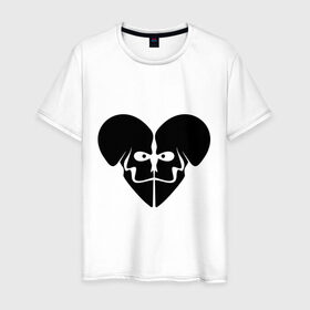 Мужская футболка хлопок с принтом Сердце-череп в Екатеринбурге, 100% хлопок | прямой крой, круглый вырез горловины, длина до линии бедер, слегка спущенное плечо. | 