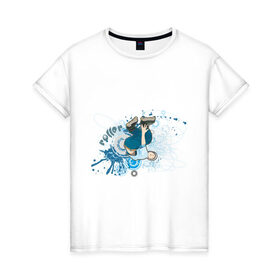 Женская футболка хлопок с принтом Роллер в Екатеринбурге, 100% хлопок | прямой крой, круглый вырез горловины, длина до линии бедер, слегка спущенное плечо | катание на роликах | ролики | роллер | экстрим