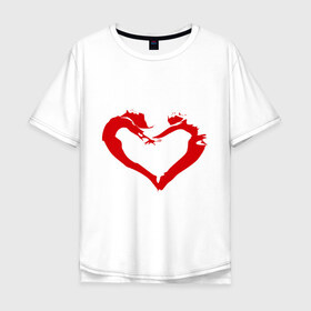 Мужская футболка хлопок Oversize с принтом Он и она в Екатеринбурге, 100% хлопок | свободный крой, круглый ворот, “спинка” длиннее передней части | валентинка | валентинов день | день влюбленных | день всех влюбленных | день святого валентина | сердечко | сердце