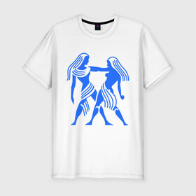 Мужская футболка премиум с принтом Близнецы (2) в Екатеринбурге, 92% хлопок, 8% лайкра | приталенный силуэт, круглый вырез ворота, длина до линии бедра, короткий рукав | zodiac | астрология | близнецы | гороскоп | знаки зодиака