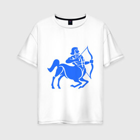 Женская футболка хлопок Oversize с принтом Стрелец (2) в Екатеринбурге, 100% хлопок | свободный крой, круглый ворот, спущенный рукав, длина до линии бедер
 | zodiac | астрология | гороскоп | знаки зодиака | стрелец