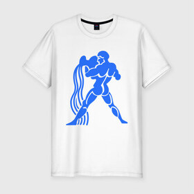 Мужская футболка премиум с принтом Водолей (2) в Екатеринбурге, 92% хлопок, 8% лайкра | приталенный силуэт, круглый вырез ворота, длина до линии бедра, короткий рукав | zodiac | водолей | гороскоп | знаки зодиака