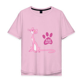 Мужская футболка хлопок Oversize с принтом Розовая Пантера в Екатеринбурге, 100% хлопок | свободный крой, круглый ворот, “спинка” длиннее передней части | Тематика изображения на принте: pink panther | розовая пантера
