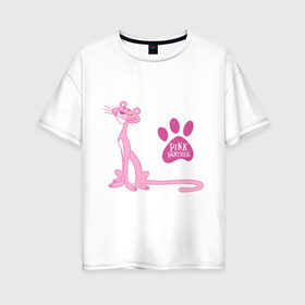Женская футболка хлопок Oversize с принтом Розовая Пантера в Екатеринбурге, 100% хлопок | свободный крой, круглый ворот, спущенный рукав, длина до линии бедер
 | pink panther | розовая пантера