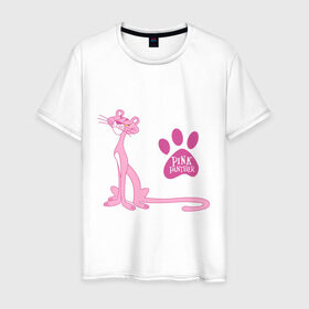 Мужская футболка хлопок с принтом Розовая Пантера в Екатеринбурге, 100% хлопок | прямой крой, круглый вырез горловины, длина до линии бедер, слегка спущенное плечо. | pink panther | розовая пантера