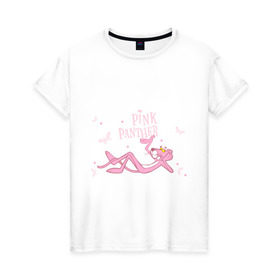 Женская футболка хлопок с принтом Pink panther в Екатеринбурге, 100% хлопок | прямой крой, круглый вырез горловины, длина до линии бедер, слегка спущенное плечо | pink panther | розовая пантера