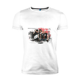 Мужская футболка премиум с принтом Tokio Hotel (3) в Екатеринбурге, 92% хлопок, 8% лайкра | приталенный силуэт, круглый вырез ворота, длина до линии бедра, короткий рукав | tokio hotel