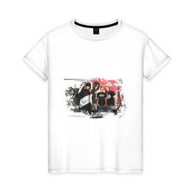 Женская футболка хлопок с принтом Tokio Hotel (3) в Екатеринбурге, 100% хлопок | прямой крой, круглый вырез горловины, длина до линии бедер, слегка спущенное плечо | tokio hotel