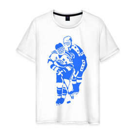 Мужская футболка хлопок с принтом Хоккеисты в Екатеринбурге, 100% хлопок | прямой крой, круглый вырез горловины, длина до линии бедер, слегка спущенное плечо. | кхл | нхл | хокей | хоккеист | хоккеисты | хоккей | хоккейный спорт