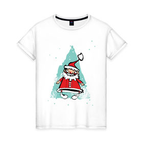 Женская футболка хлопок с принтом Дед_мороз (3) в Екатеринбурге, 100% хлопок | прямой крой, круглый вырез горловины, длина до линии бедер, слегка спущенное плечо | 2012 | new year | дед | дед мороз | нг | новый 2012 | новый год | санта | санта клаус