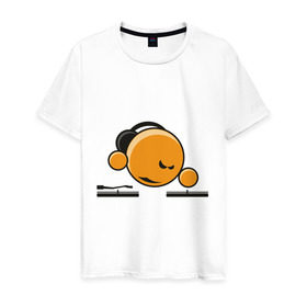 Мужская футболка хлопок с принтом Смайл DJ в Екатеринбурге, 100% хлопок | прямой крой, круглый вырез горловины, длина до линии бедер, слегка спущенное плечо. | Тематика изображения на принте: deejay | dj | smile | диджей | смайл | смайлик | улыбка
