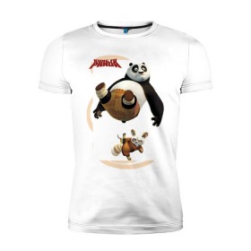 Мужская футболка премиум с принтом Kung Fu Panda 2 в Екатеринбурге, 92% хлопок, 8% лайкра | приталенный силуэт, круглый вырез ворота, длина до линии бедра, короткий рукав | панда