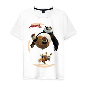 Мужская футболка хлопок с принтом Kung Fu Panda 2 в Екатеринбурге, 100% хлопок | прямой крой, круглый вырез горловины, длина до линии бедер, слегка спущенное плечо. | панда