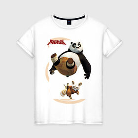 Женская футболка хлопок с принтом Kung Fu Panda 2 в Екатеринбурге, 100% хлопок | прямой крой, круглый вырез горловины, длина до линии бедер, слегка спущенное плечо | панда