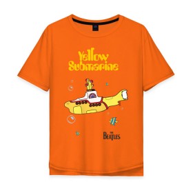 Мужская футболка хлопок Oversize с принтом Yellow submarine в Екатеринбурге, 100% хлопок | свободный крой, круглый ворот, “спинка” длиннее передней части | beatles | rock | yellow submarine | битлз | желтая подводная лодка | рок