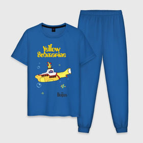 Мужская пижама хлопок с принтом Yellow submarine в Екатеринбурге, 100% хлопок | брюки и футболка прямого кроя, без карманов, на брюках мягкая резинка на поясе и по низу штанин
 | beatles | rock | yellow submarine | битлз | желтая подводная лодка | рок