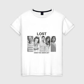 Женская футболка хлопок с принтом lost (5) в Екатеринбурге, 100% хлопок | прямой крой, круглый вырез горловины, длина до линии бедер, слегка спущенное плечо | lost | лост | остаться в живых