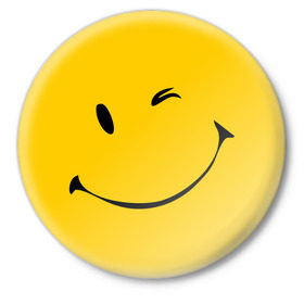 Значок с принтом Смайлик (2) в Екатеринбурге,  металл | круглая форма, металлическая застежка в виде булавки | smile | рожица | смайл | смайлик | улыбка