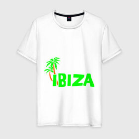 Мужская футболка хлопок с принтом Ibiza в Екатеринбурге, 100% хлопок | прямой крой, круглый вырез горловины, длина до линии бедер, слегка спущенное плечо. | Тематика изображения на принте: ibiza | ибица | пальмы | фестиваль