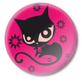 Значок с принтом Doom kitty (1) в Екатеринбурге,  металл | круглая форма, металлическая застежка в виде булавки | cat | kiti | kittie | kitty | кот | котэ | кошка