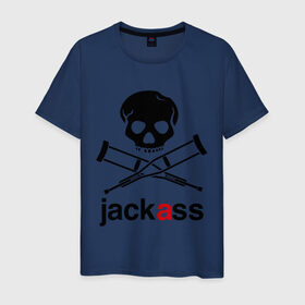 Мужская футболка хлопок с принтом Jackass (Чудаки) в Екатеринбурге, 100% хлопок | прямой крой, круглый вырез горловины, длина до линии бедер, слегка спущенное плечо. | jackas | придурки | чудаки