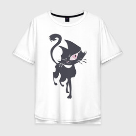 Мужская футболка хлопок Oversize с принтом Cat в Екатеринбурге, 100% хлопок | свободный крой, круглый ворот, “спинка” длиннее передней части | cat | кошка | кошки | стильно