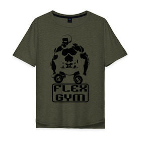 Мужская футболка хлопок Oversize с принтом Flex gym в Екатеринбурге, 100% хлопок | свободный крой, круглый ворот, “спинка” длиннее передней части | powerlifting