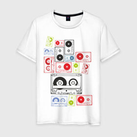 Мужская футболка хлопок с принтом Кассеты в Екатеринбурге, 100% хлопок | прямой крой, круглый вырез горловины, длина до линии бедер, слегка спущенное плечо. | аудиокассеты | кассеты | музыка | прикольные
