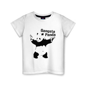 Детская футболка хлопок с принтом Gangsta Panda в Екатеринбурге, 100% хлопок | круглый вырез горловины, полуприлегающий силуэт, длина до линии бедер | панда