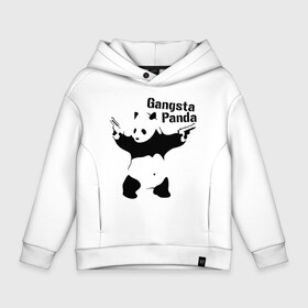 Детское худи Oversize хлопок с принтом Gangsta Panda в Екатеринбурге, френч-терри — 70% хлопок, 30% полиэстер. Мягкий теплый начес внутри —100% хлопок | боковые карманы, эластичные манжеты и нижняя кромка, капюшон на магнитной кнопке | панда