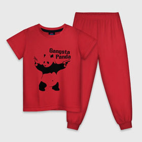 Детская пижама хлопок с принтом Gangsta Panda в Екатеринбурге, 100% хлопок |  брюки и футболка прямого кроя, без карманов, на брюках мягкая резинка на поясе и по низу штанин
 | Тематика изображения на принте: панда