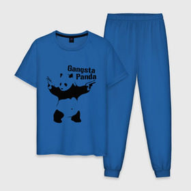 Мужская пижама хлопок с принтом Gangsta Panda в Екатеринбурге, 100% хлопок | брюки и футболка прямого кроя, без карманов, на брюках мягкая резинка на поясе и по низу штанин
 | панда