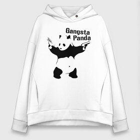 Женское худи Oversize хлопок с принтом Gangsta Panda в Екатеринбурге, френч-терри — 70% хлопок, 30% полиэстер. Мягкий теплый начес внутри —100% хлопок | боковые карманы, эластичные манжеты и нижняя кромка, капюшон на магнитной кнопке | Тематика изображения на принте: панда