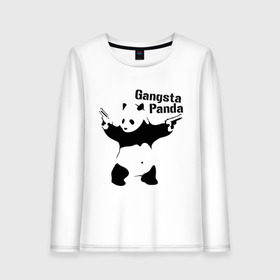 Женский лонгслив хлопок с принтом Gangsta Panda в Екатеринбурге, 100% хлопок |  | Тематика изображения на принте: панда