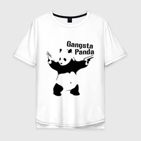 Мужская футболка хлопок Oversize с принтом Gangsta Panda в Екатеринбурге, 100% хлопок | свободный крой, круглый ворот, “спинка” длиннее передней части | панда