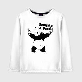 Детский лонгслив хлопок с принтом Gangsta Panda в Екатеринбурге, 100% хлопок | круглый вырез горловины, полуприлегающий силуэт, длина до линии бедер | панда