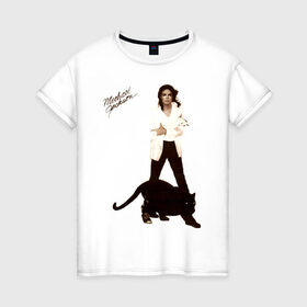 Женская футболка хлопок с принтом Michael Jackson (2) в Екатеринбурге, 100% хлопок | прямой крой, круглый вырез горловины, длина до линии бедер, слегка спущенное плечо | jackson | michael | mj | pop | джексон | майкл | майкл джексон | поп
