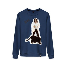 Женский свитшот хлопок с принтом Michael Jackson (2) в Екатеринбурге, 100% хлопок | прямой крой, круглый вырез, на манжетах и по низу широкая трикотажная резинка  | jackson | michael | mj | pop | джексон | майкл | майкл джексон | поп