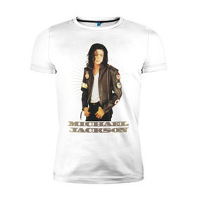 Мужская футболка премиум с принтом Michael Jackson (4) в Екатеринбурге, 92% хлопок, 8% лайкра | приталенный силуэт, круглый вырез ворота, длина до линии бедра, короткий рукав | jackson | michael | mj | pop | джексон | майкл | майкл джексон | поп