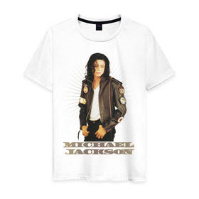 Мужская футболка хлопок с принтом Michael Jackson (4) в Екатеринбурге, 100% хлопок | прямой крой, круглый вырез горловины, длина до линии бедер, слегка спущенное плечо. | jackson | michael | mj | pop | джексон | майкл | майкл джексон | поп