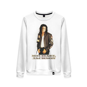 Женский свитшот хлопок с принтом Michael Jackson (4) в Екатеринбурге, 100% хлопок | прямой крой, круглый вырез, на манжетах и по низу широкая трикотажная резинка  | jackson | michael | mj | pop | джексон | майкл | майкл джексон | поп
