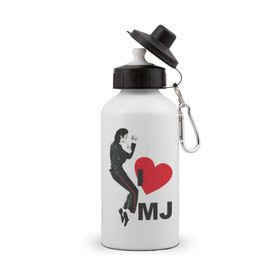 Бутылка спортивная с принтом I love Michael Jackson (1) в Екатеринбурге, металл | емкость — 500 мл, в комплекте две пластиковые крышки и карабин для крепления | jackson | michael | mj | pop | джексон | майкл | майкл джексон | поп