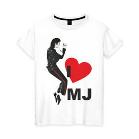 Женская футболка хлопок с принтом I love Michael Jackson (1) в Екатеринбурге, 100% хлопок | прямой крой, круглый вырез горловины, длина до линии бедер, слегка спущенное плечо | jackson | michael | mj | pop | джексон | майкл | майкл джексон | поп