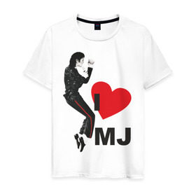Мужская футболка хлопок с принтом I love Michael Jackson (1) в Екатеринбурге, 100% хлопок | прямой крой, круглый вырез горловины, длина до линии бедер, слегка спущенное плечо. | Тематика изображения на принте: jackson | michael | mj | pop | джексон | майкл | майкл джексон | поп