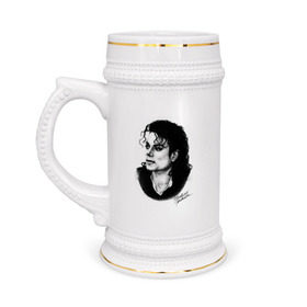 Кружка пивная с принтом Michael Jackson в Екатеринбурге,  керамика (Материал выдерживает высокую температуру, стоит избегать резкого перепада температур) |  объем 630 мл | jackson | michael | mj | pop | джексон | майкл | майкл джексон | поп