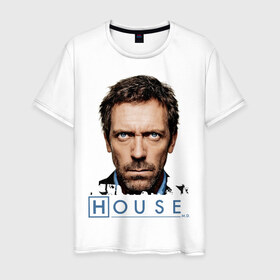 Мужская футболка хлопок с принтом House в Екатеринбурге, 100% хлопок | прямой крой, круглый вырез горловины, длина до линии бедер, слегка спущенное плечо. | everybody lies | haus | house | все лгут | доктор | хауз | хаус | хью лори