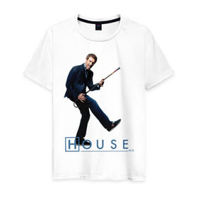 Мужская футболка хлопок с принтом House (2) в Екатеринбурге, 100% хлопок | прямой крой, круглый вырез горловины, длина до линии бедер, слегка спущенное плечо. | everybody lies | haus | house | все лгут | доктор | хауз | хаус | хью лори