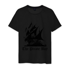 Мужская футболка хлопок с принтом The Pirate Bay в Екатеринбурге, 100% хлопок | прямой крой, круглый вырез горловины, длина до линии бедер, слегка спущенное плечо. | the pirate bay | torrent | пиратская бухта | торрент
