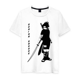 Мужская футболка хлопок с принтом Uchiha Sasuke в Екатеринбурге, 100% хлопок | прямой крой, круглый вырез горловины, длина до линии бедер, слегка спущенное плечо. | anime | sasuke | аниме